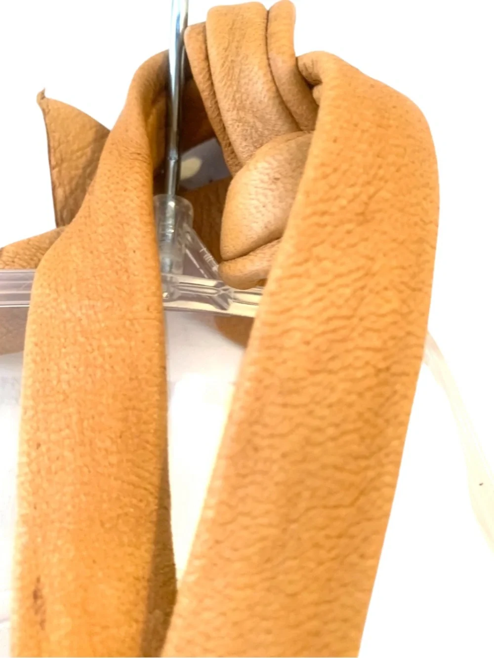 Tan Leather Deerskin Boho Crossbody Bag W Long Fringe Silver Tone Concha 9.5Wx5D